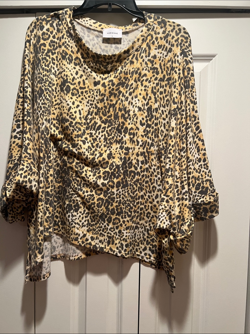 Adrienne Leopard Print Dolman Pullover - Yellow Brown